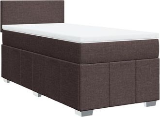 vidaXL Cama Box Spring Con Colch&oacute;n Tela Marr&oacute;n Oscuro 80x200 Cm Vidaxl