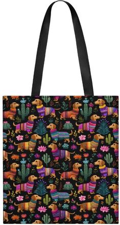 Generic Dachshund Dog Plant Tote Bag for Women Men Shoulder Bags Purses Pouch Handbags