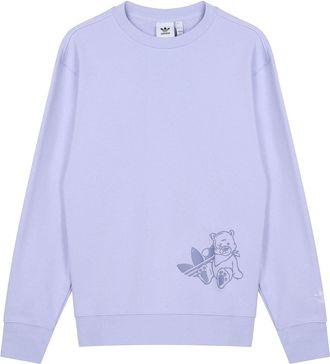 adidas Mens adidas originals Bear Printing Sports Round Neck Pullover Light Purple HJ7824