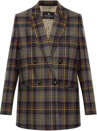 Etro Dubbelrijige Geruite Blazer - Dames - Blazers - Grijs - S - Wol - Jassen