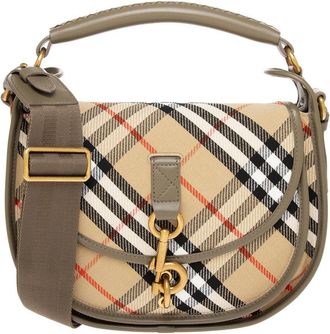 Burberry B Clip Small Check Canvas & Leather Messenger Bag