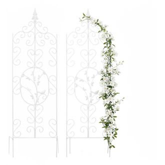 Relaxdays Relaxdays climbing trellis, set of 2, H x W: 116 x 35 cm, metal, ivy, roses, freestanding, white