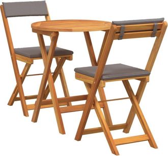 vidaXL Garden Bistro Set with Cushion 3 pcs Brown Solid acacia wood Vidaxl
