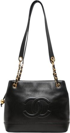 Chanel Black Leather Handbag Tote Bag (Pre-Owned)