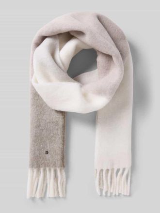 Marc Cain Schal mit Label-Detail in Ecru, Gr&ouml;&szlig;e 1