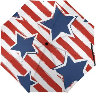 Generic Automatic Umbrella Usa Flag And Stars Pattern Folding Umbrellas Light Windproof Umbrellas Portable Travel Umbrella