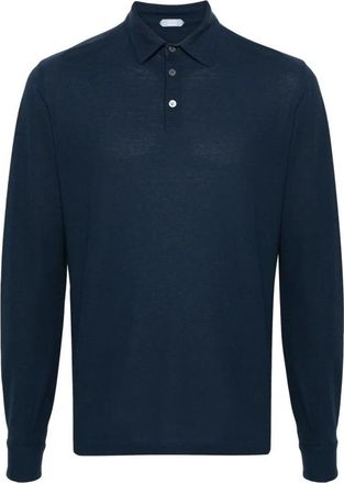 Zanone Ice Cotton Polo met Lange Mouwen in Marineblauw - Heren - Polos - Blauw - 2XL - Tops