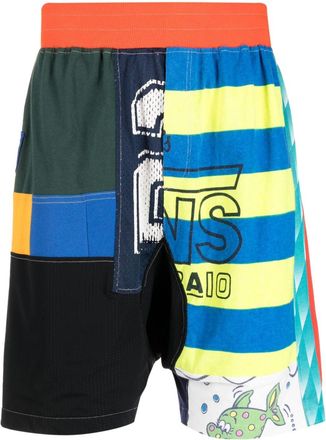 Amen patchwork-design track shorts - men - Cotton - M - Multicolour