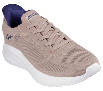 Skechers Slip-On Sneaker SKECHERS BOBS SQUAD CHAOS-SOLID STEP, Herren, Gr. 47,5, grau (taupe), Textil, Schuhe Slip-On Sneaker, Schlupfschuh, Slipper, Sneaker z