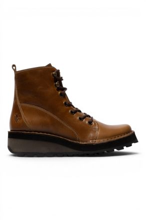 FLY London Fly London Womens Tan Leather Lace-Up Ankle Boots - HAZI147