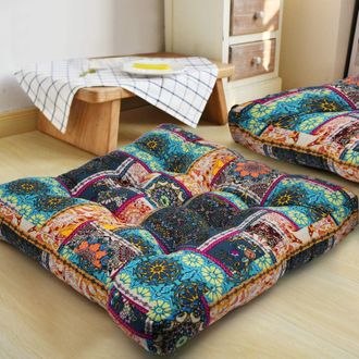 OEM Cuscino Da Pavimento Quadrato Turchese Per Meditazione, Stile Mandala Boh&eacute;mien, In Cotone E Lino, Stile Indiano, Per Yoga, Soggiorno, Balcone, Sala Gi