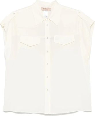 Twinset Overhemden, Dames, Wit, M, Zijden Blend Shirt Stijl 251Tp 2501