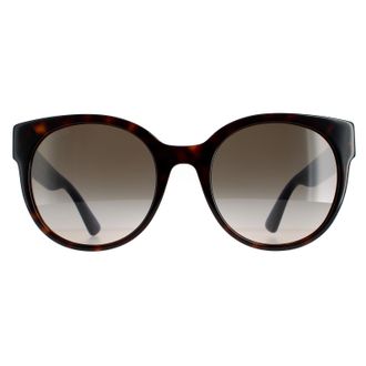 Gucci Cat Eye Dames Havana met blauwe en roodbruine gradiënt GG0035SN Zonnebril