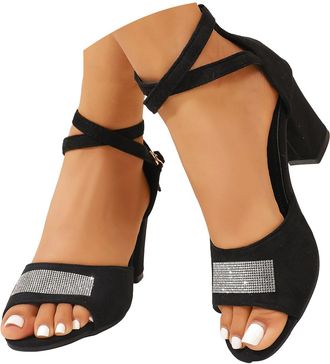 Generic Low Chunky Block Heel,Comfortable Walking Strappy Open Toe Sandals for Women Dressy Womens Sandals | Comfy Ankle Strap & Cross Straps | Open Toe Summe