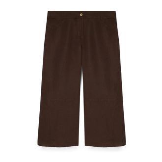 Fiorella Rubino Straight Broeken - Dames - Vrijetijds broeken - Bruin - XL - Linnen - Broeken