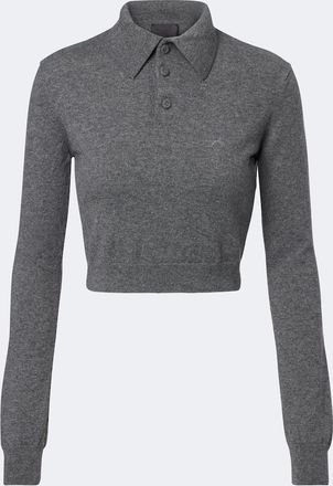 MUGLER Pullover polo cropped in cashmere