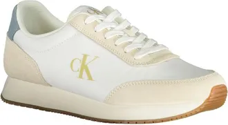 Calvin Klein Color-Block Leather-Mix Sneaker - White