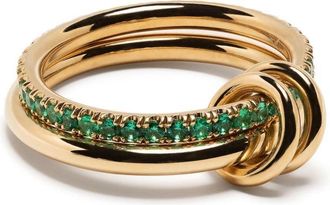Spinelli Kilcollin 18kt yellow gold 2-stack emerald ring - women - 18kt Yellow Gold - 8 - Green