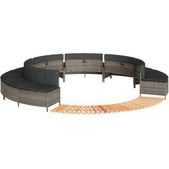 vidaXL Bordo per Spa Grigio in Polyrattan e Legno Massello di Acacia vidaXL