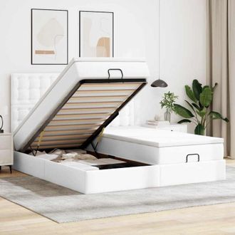 vidaXL Estructura Cama Otomana Colchones Blanco Puro 200x200cm Vidaxl