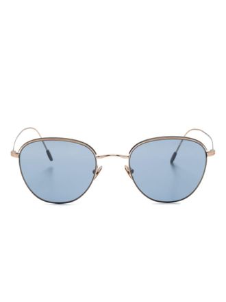 Giorgio Armani logo-engraved round-frame sunglasses - men - Metal - 51 - Gold