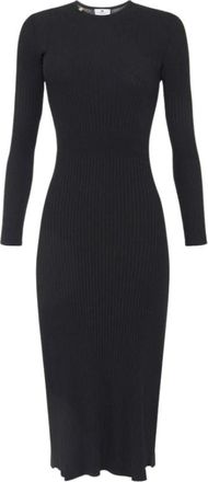 Elisabetta Franchi Ribgebreide jurk met tailleband - Dames - Casual kleedjes - Zwart - L - Kleedjes