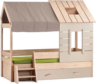 Muemue Cama Infantil Casita + Caj&oacute;n Aglomerado Gris 90x200cm