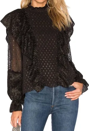 Rachel Zoe Sienna Top In Black & Gold
