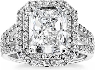 Pompeii3 Certified 4 1/2Ct Radiant Cut Diamond Engagement Ring 14k Gold Lab Grown