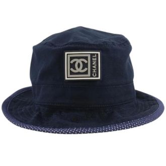 Chanel Pre-owned Sport Line Katoenen Hoed - Dames - Pre-owned - Blauw - Maat: ONE Size Katoen