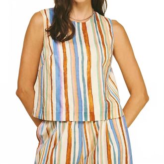 Pinch Design Stripe Top With Button In Yellow Multi