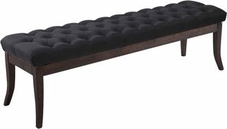 Clp Banco con patas de madera y asiento en Tela Negro