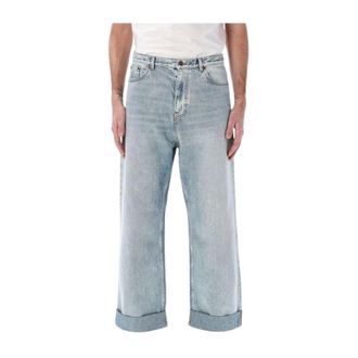 Valentino Wide Jeans, male, Blue, Size: W33 Light Wash Loose Fit Jeans