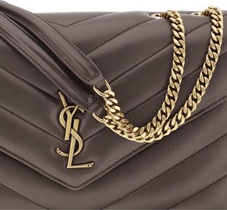 Saint Laurent Womens Loulou Shoulder Bag Pearl Lambskin