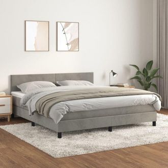 vidaXL Vidaxl - Cama Box Spring Con Colch&oacute;n Terciopelo Gris Claro 160x200 Cm