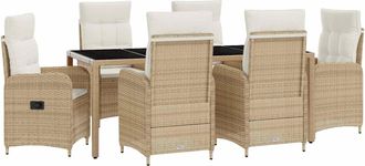 vidaXL Juego De Comedor Para Exteriores 7 Uds. Beige Y Blanco Crema Vidaxl