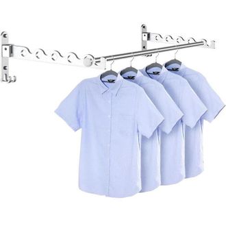 OEM Tendedero Plegable De Pared Plateado - 2 Piezas Con Barra, Rotaci&oacute;n De 90&deg;, Ideal Para El Ba&ntilde;o Y El Dormitorio