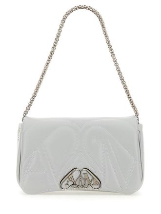 Alexander McQueen Womens Shoulder Bag Seal Grey Leather