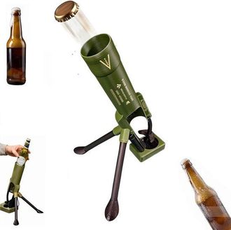 OEM Abrebotellas T&aacute;ctico Tipo Mortero Con Lanzador De Tapas, Apto Para Corona De 330 Ml, D&iacute;a Del Padre Y Bar, Mundial F&uacute;tbol, Patr&oacute;n Verde Militar