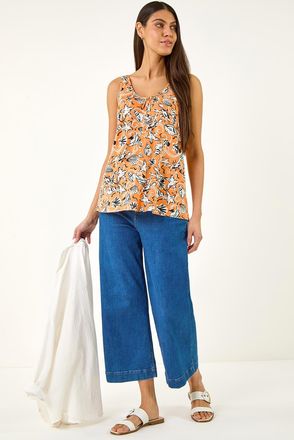 Roman Shell Print Gathered Vest Top