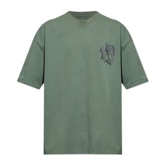 AllSaints T-Shirts, male, Green, Size: 2XL Orlando Logo Print Oversized T-Shirt
