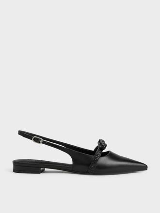 Charles & Keith Kaleen Woven-Bow Slingback Flats