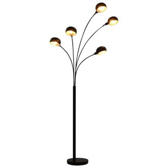 vidaXL L&aacute;mpara De Pie Negro Y Dorado 5 X E14 200 Cm Vidaxl