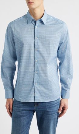 James Campbell Drury Trim Fit Microgeometric Print Stretch Cotton Button-Up Shirt in Blue at Nordstrom, Size Xx-Large
