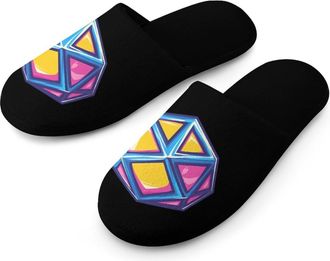 Generic Dice Colorful Mens Flannel Slipper Soft Non Slip House Shoes Comfy Winter Warm Indoor Outdoor Slippers