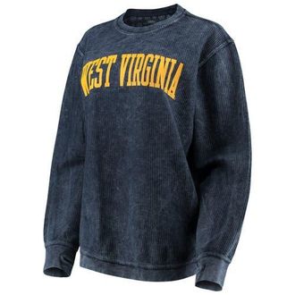 Pressbox Womens Pressbox Navy West Virginia Mountaineers Comfy Cord Vintage Wash Basic Arch Pullover Sweatshirt at Nordstrom, Size X-Large