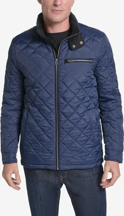 Cole Haan Mens Faux Suede Quilted Jacket - Blue Size Medium