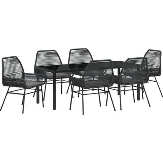 vidaXL Garden Dining Set 7 pcs Black Poly Rattan vidaXL