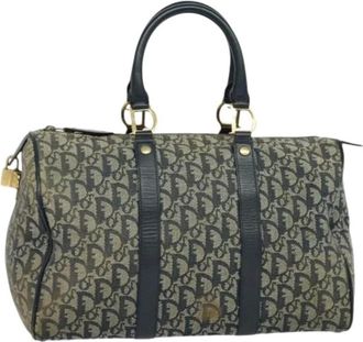 Dior Pre-owned Handbags, female, Blue, Size: ONE SIZE Pre-owned Trotter Canvas Boston Bag