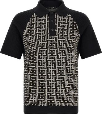 Balmain Bicolor Cotton Polo Mens Shirt